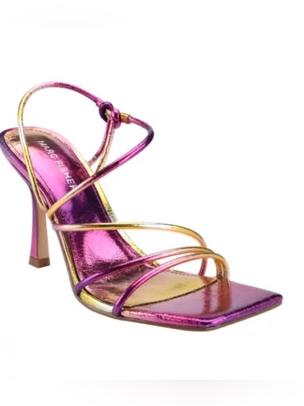 Marc Fisher Metallic Gold & Purple Strap Heeled Sandals (Sz 9)
